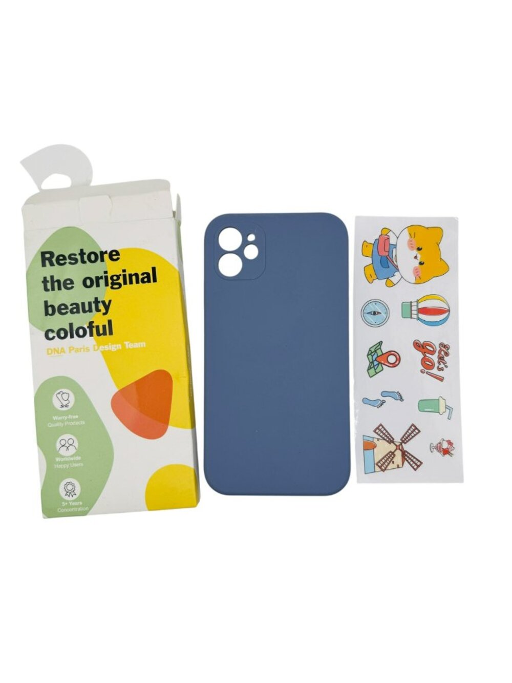 DNA Paris iPhone 12/12 Pro Blue Silicone Case With Cute Sticker Set